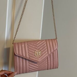 Badgley Mischka Blush Quilted Crossbody Bag
